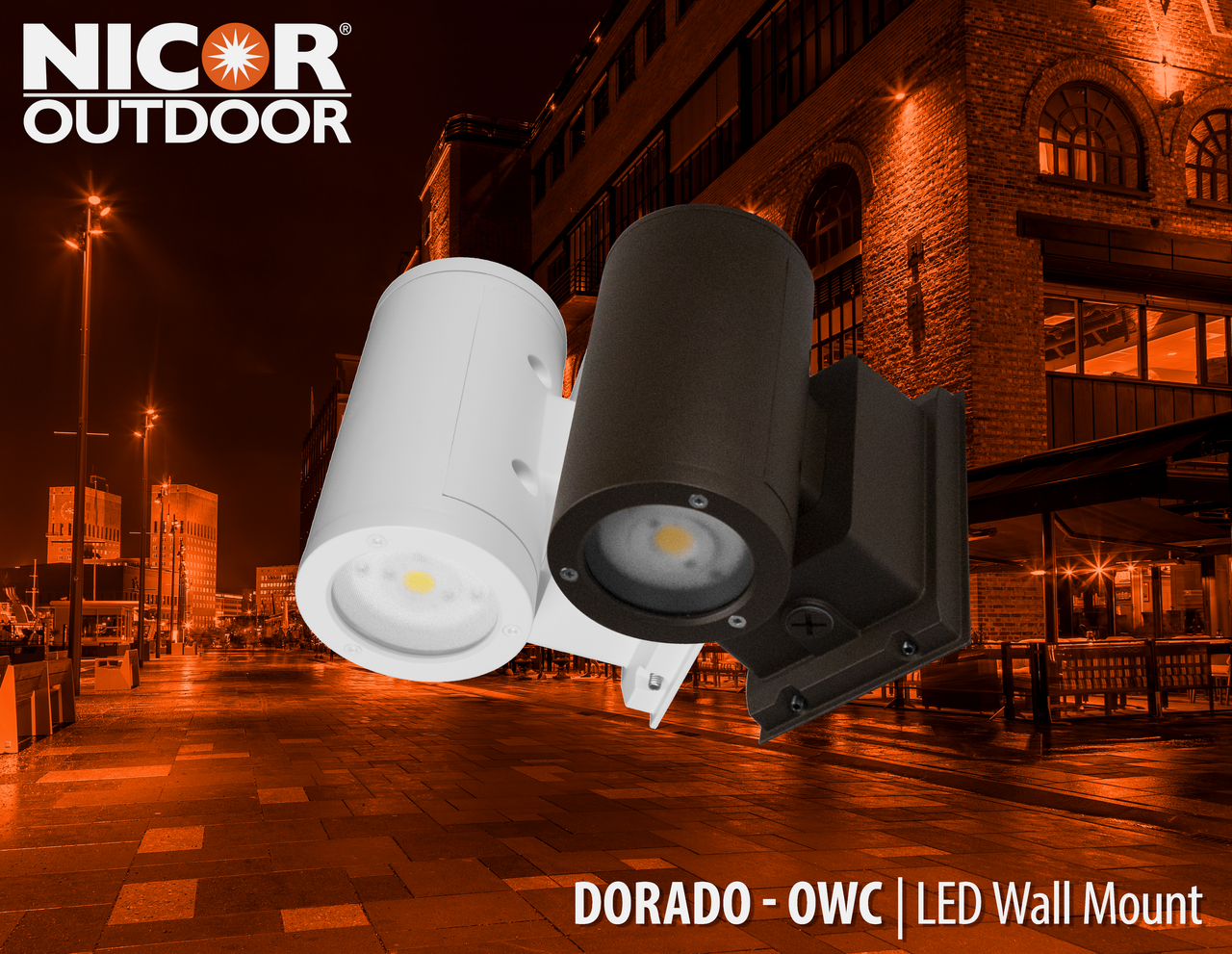 NICOR OWCR4U1035MV50BZ Dorado 35W Round LED Outdoor Wall Mount Cylinder Up/Down Light, 5000K, Bronze