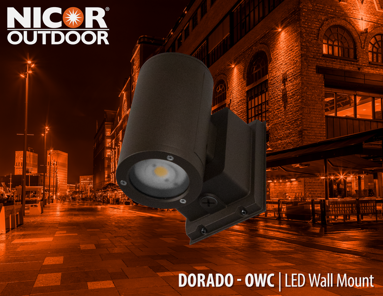 NICOR OWCR4U1035MV50BZ Dorado 35W Round LED Outdoor Wall Mount Cylinder Up/Down Light, 5000K, Bronze