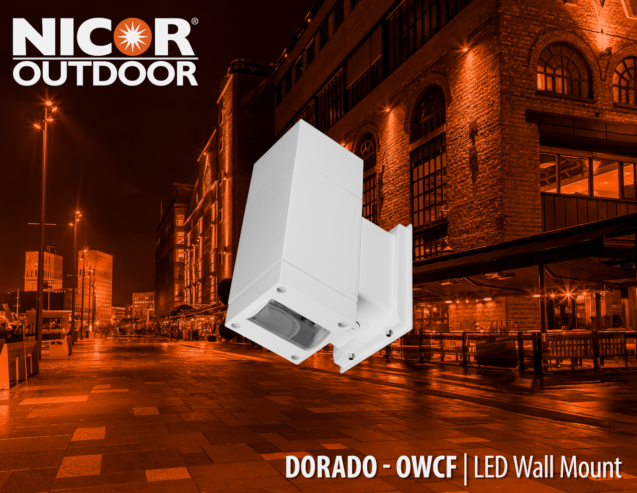 NICOR OWCF4N1036MV40WH Dorado 36W LED Outdoor Wall Mount Cylinder with Up/Down Fan Distribution, 4000K, White