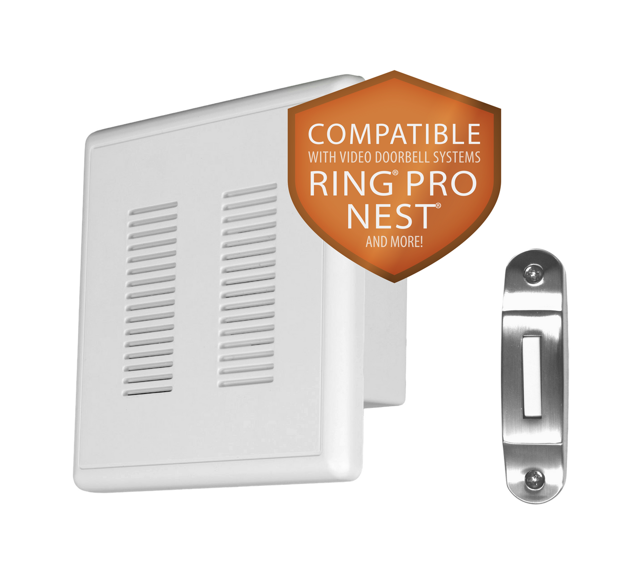 NICOR PRCP2DBNK PrimeChime Plus 2 - Video Compatible Doorbell Chime Kit with Nickel Decorative Button