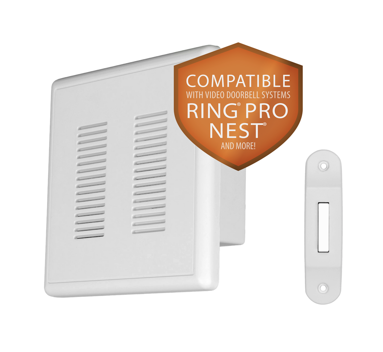 NICOR PRCP2DBWH PrimeChime Plus 2 - Video Compatible Doorbell Chime Kit with White Decorative Button