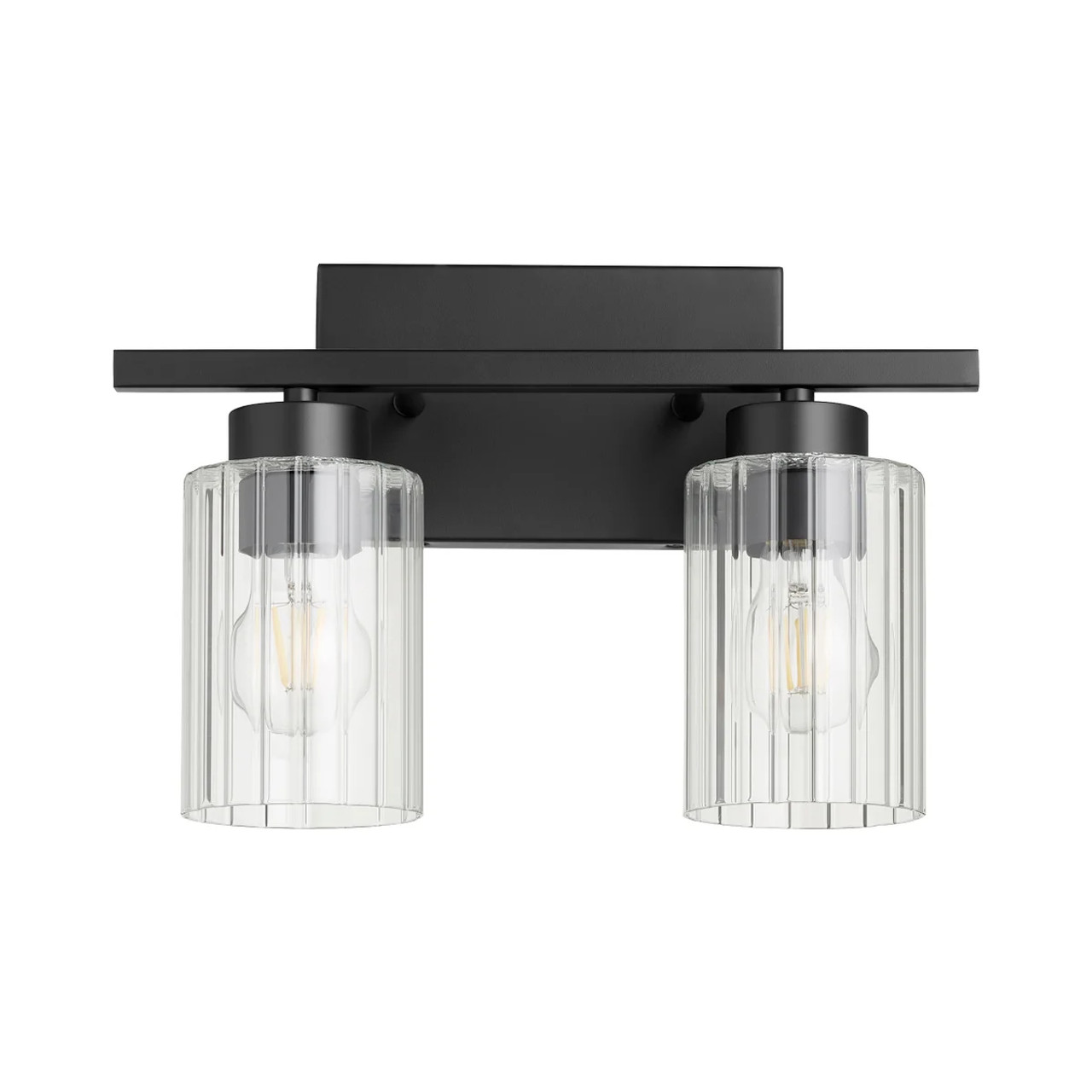 Quorum 501-2-69 Ladin 2-Light Vanity Light,Textured Black W/ Clear Glass Quorum 501-2-69 Ladin 2-Light Vanity Light,Textured Black W/ Clear Glass