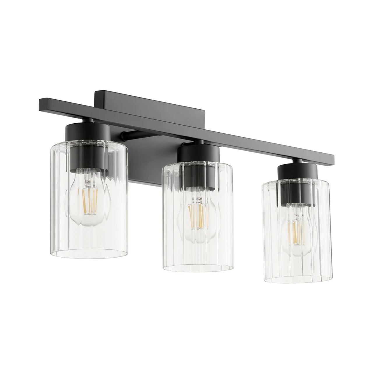 Quorum 501-3-69 Ladin 3-Light Vanity Light,Textured Black W/ Clear Glass