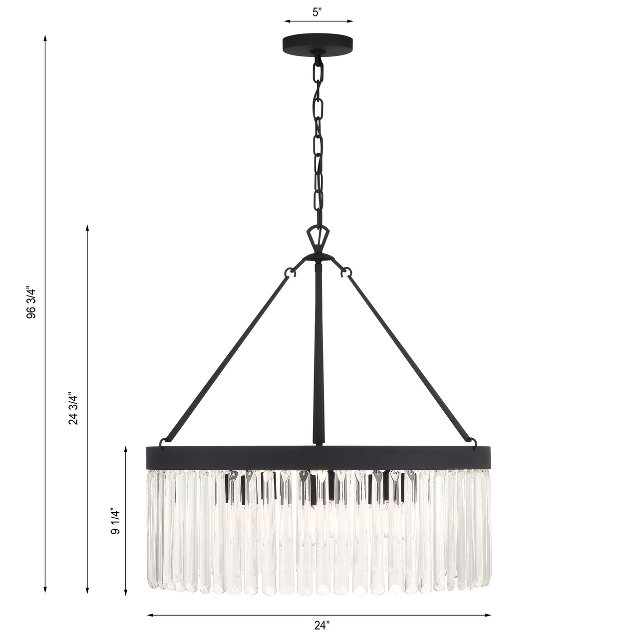 Crystorama EMO-5406-BF Emory Black Forged 8 Light Chandelier