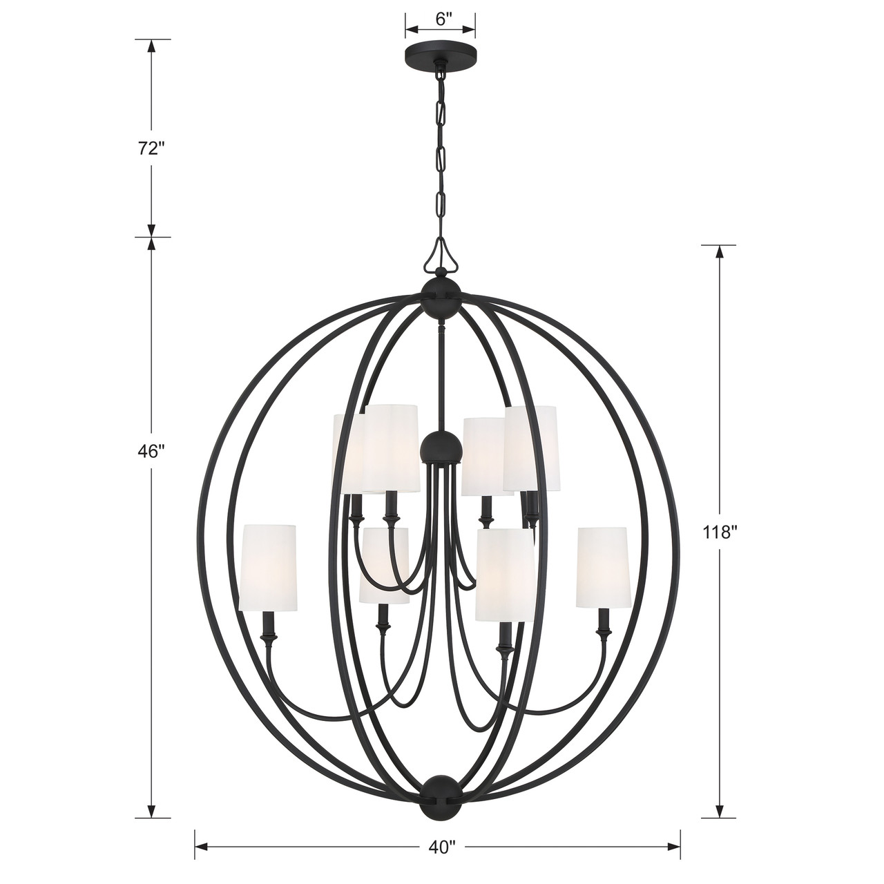 Crystorama 2246-BF Sylvan Black Forged 8 Light Chandelier