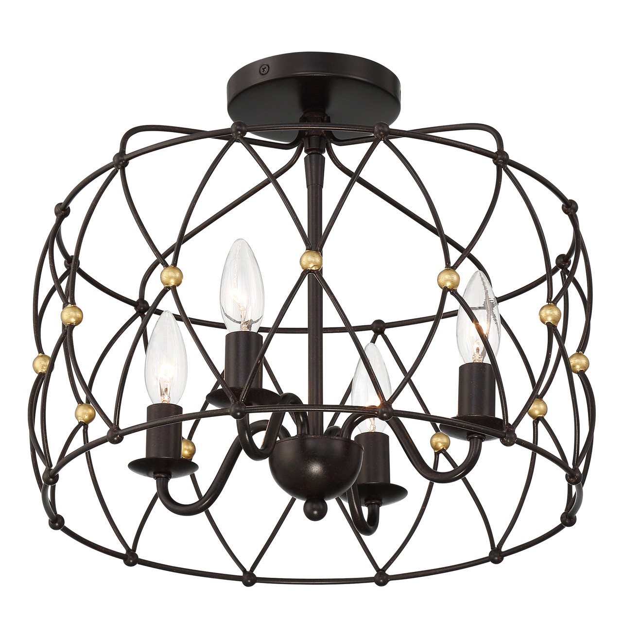 Crystorama ZUC-A9030-EB-GA_CEILING Zucca English Bronze + Antique Gold 4 Light Ceiling