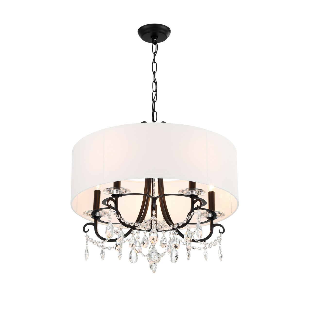 Crystorama 6625-MK-CL-MWP Othello Matte Black 5 Light Chandelier