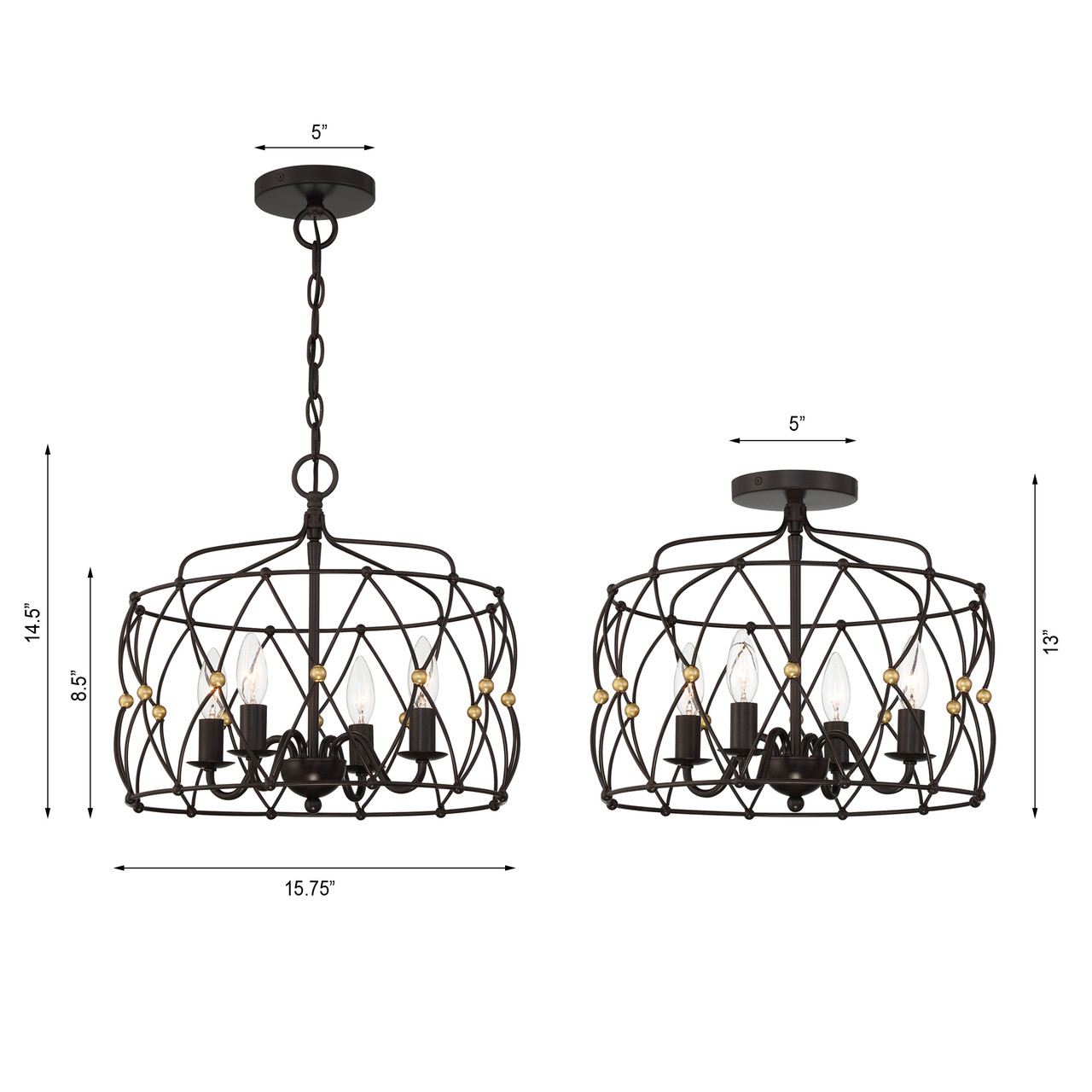 Crystorama ZUC-A9030-EB-GA Zucca English Bronze + Antique Gold 4 Light Lantern