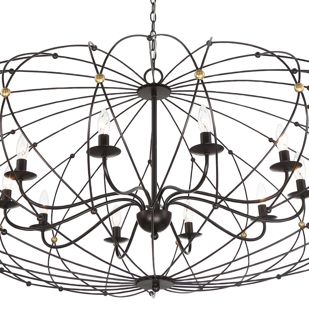 Crystorama ZUC-A9039-EB-GA Zucca English Bronze + Antique Gold 10 Light Chandelier