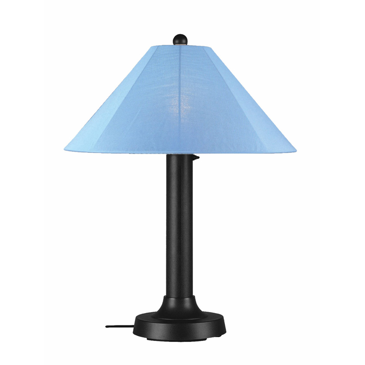 Patio Living Concepts 39-640 Catalina Table Lamp 39640 with 3" black body and sky blue Sunbrella shade fabric