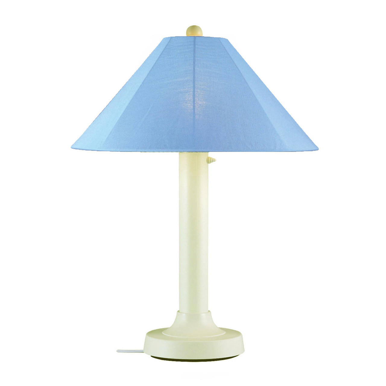 Patio Living Concepts 39-644 Catalina Table Lamp 39644 with 3" bisque body and sky blue Sunbrella shade fabric