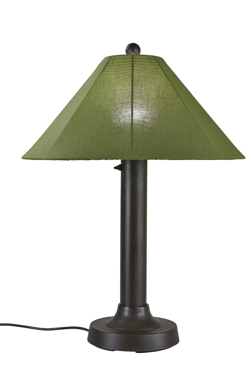 Patio Living Concepts 65-647 Catalina Table Lamp 65647 with 3" bronze body and spectrum cilantro Sunbrella shade fabric