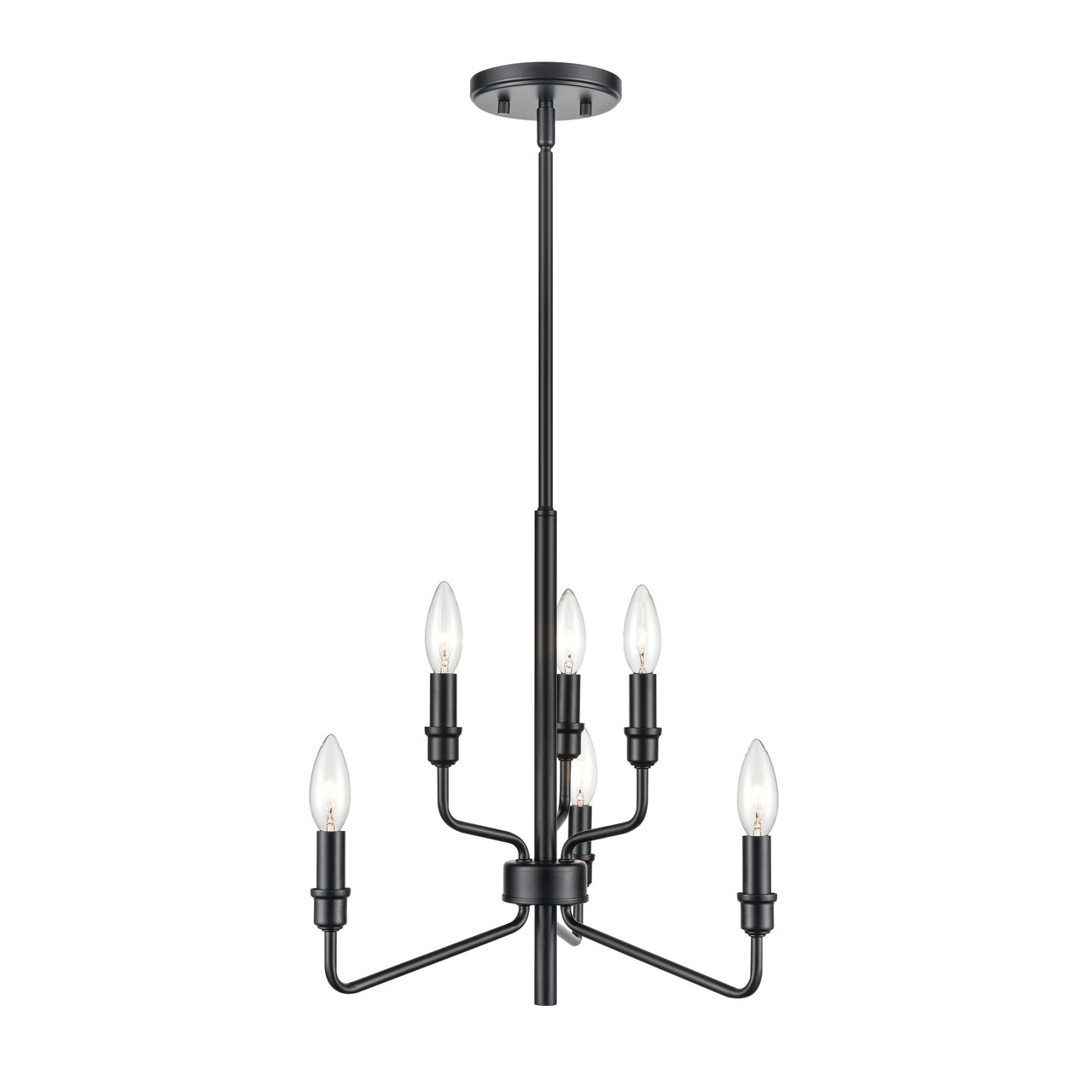 ELK HOME 81518/3+3 Saginaw 18'' Wide 6-Light Chandelier - Matte Black