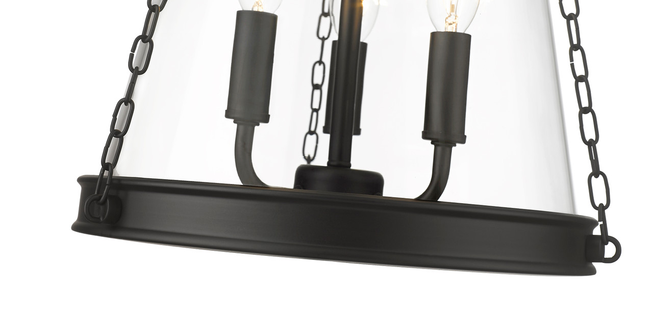 Z-LITE 341P12-MB 3 Light Pendant, Matte Black