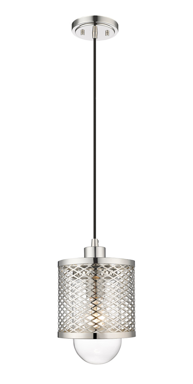 Z-LITE 3037MP-PN 1 Light Mini Pendant, Polished Nickel