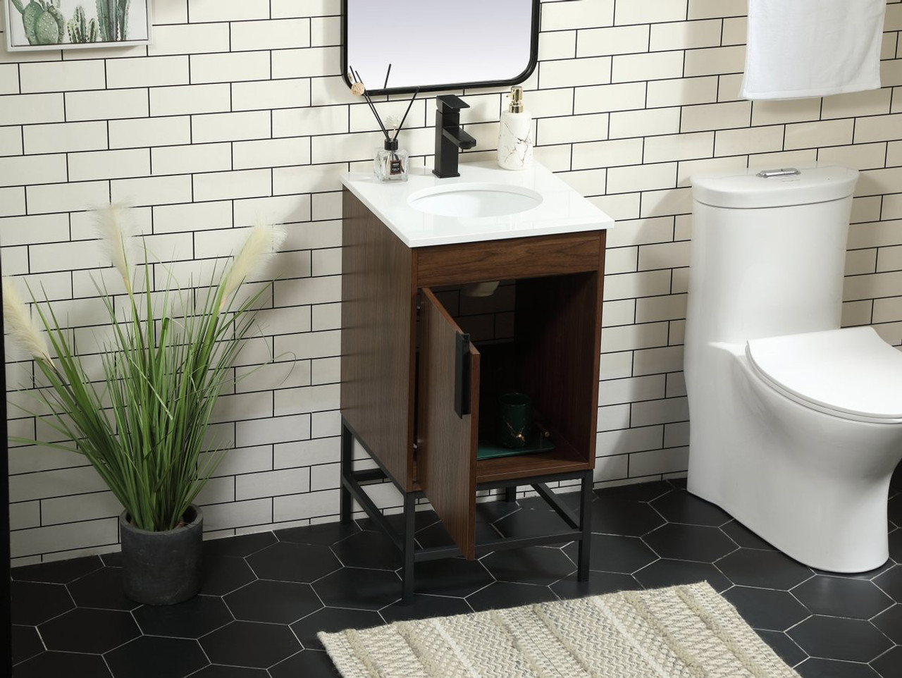 Elegant Decor VF48818MWT 18 inch single bathroom vanity in walnut