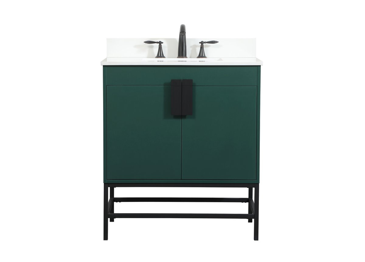 Elegant Decor VF48830MGN-BS 30 inch single bathroom vanity in green with backsplash