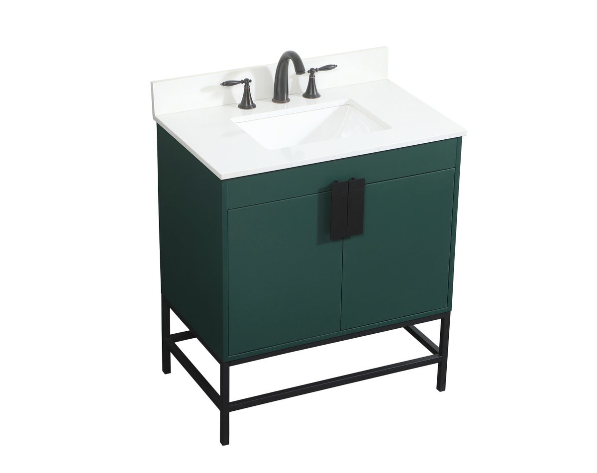 Elegant Decor VF48830MGN-BS 30 inch single bathroom vanity in green with backsplash