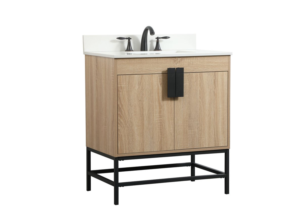 Elegant Decor VF48830MW-BS 30 inch single bathroom vanity in mango wood with backsplash