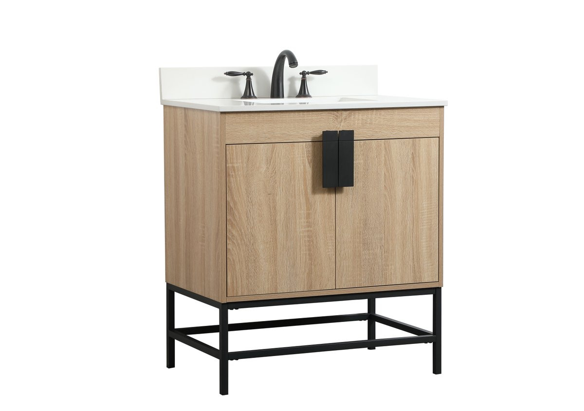 Elegant Decor VF48830MW-BS 30 inch single bathroom vanity in mango wood with backsplash