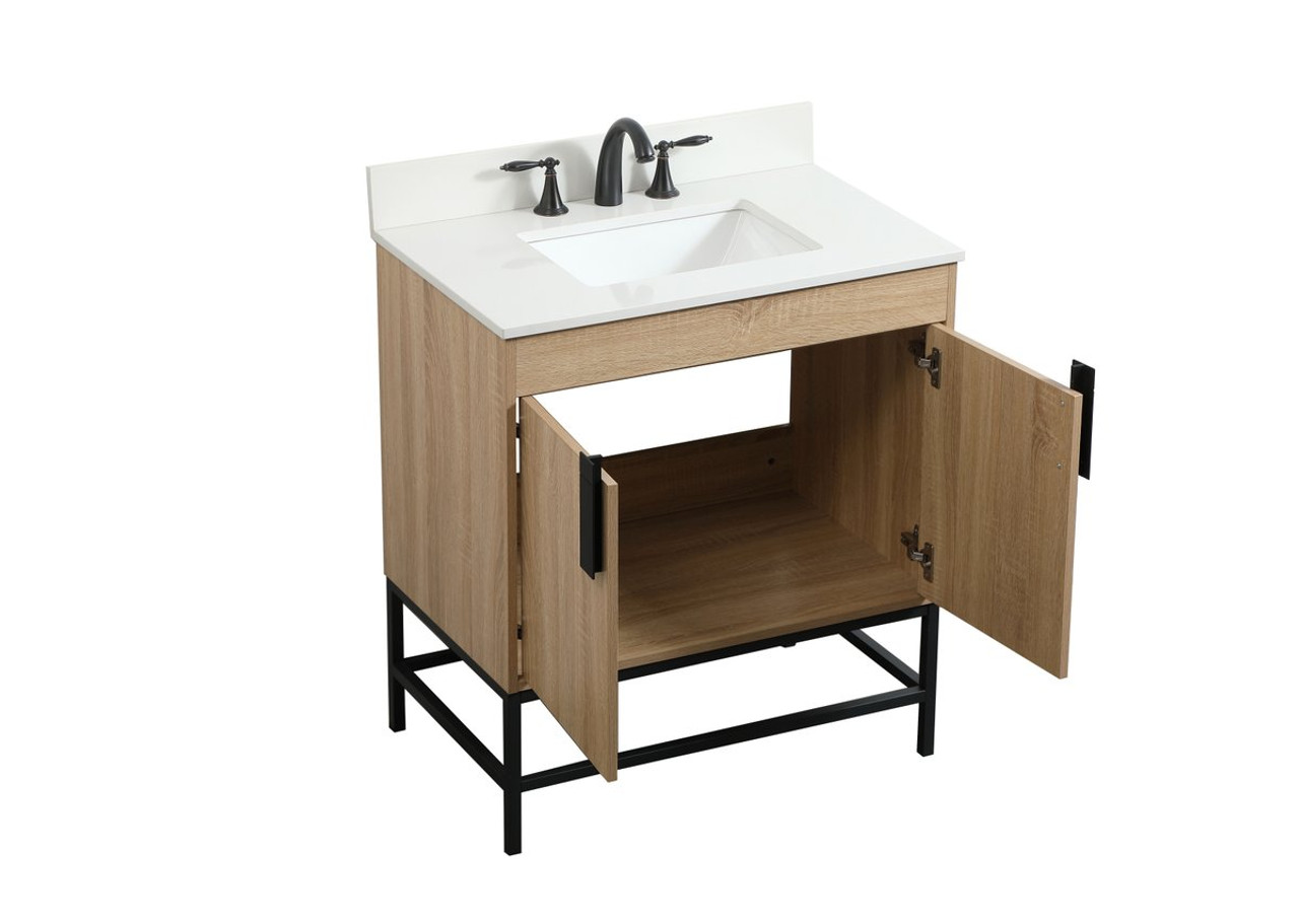 Elegant Decor VF48830MW-BS 30 inch single bathroom vanity in mango wood with backsplash