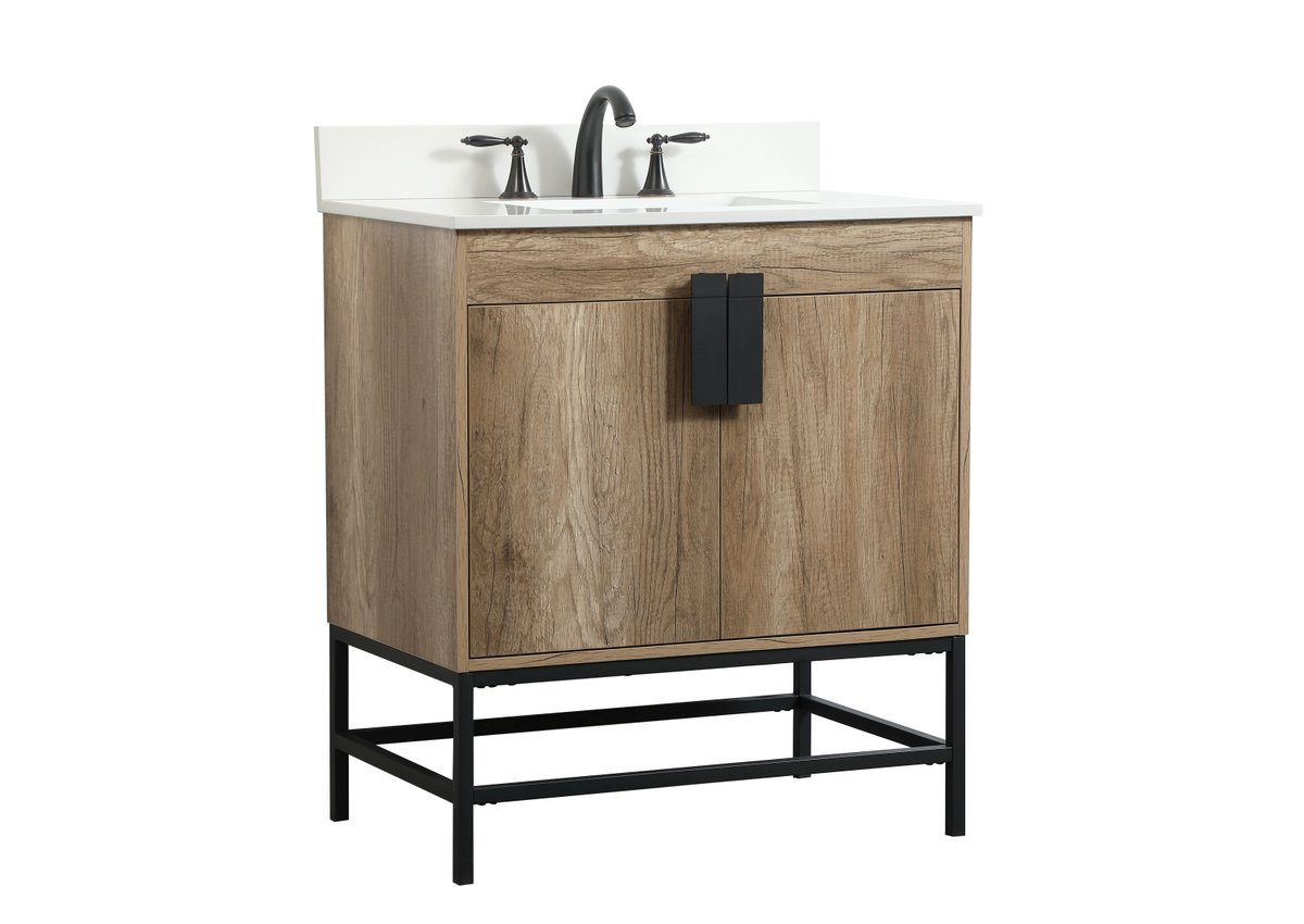 Elegant Decor VF48830NT-BS 30 inch single bathroom vanity in natural oak with backsplash