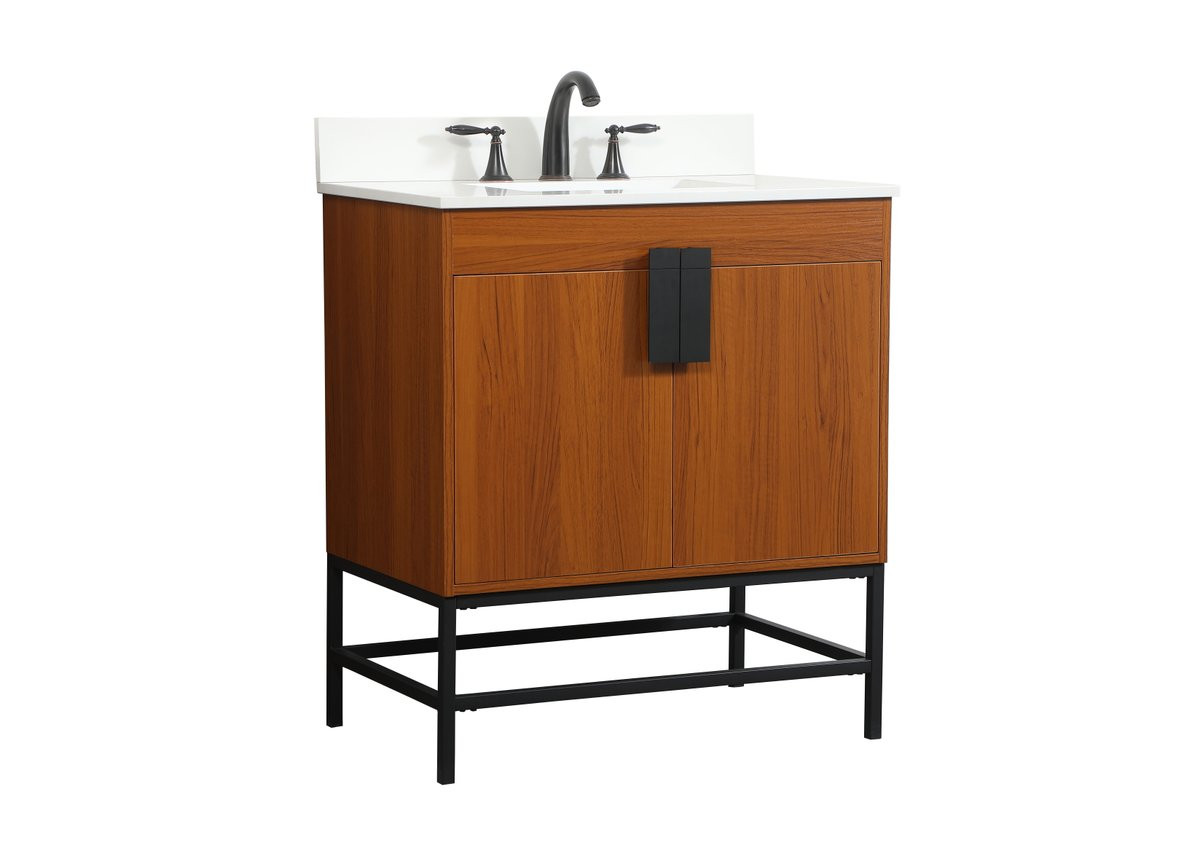 Elegant Decor VF48830MTK-BS 30 inch single bathroom vanity in teak with backsplash
