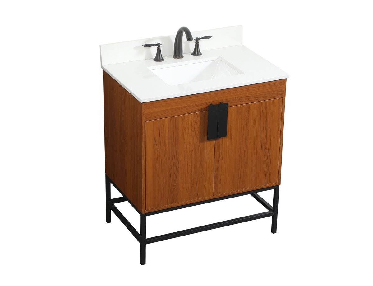 Elegant Decor VF48830MTK-BS 30 inch single bathroom vanity in teak with backsplash