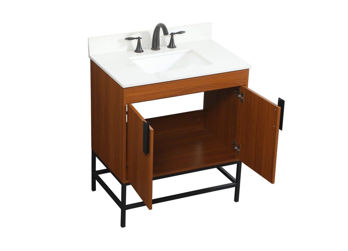 Elegant Decor VF48830MTK-BS 30 inch single bathroom vanity in teak with backsplash
