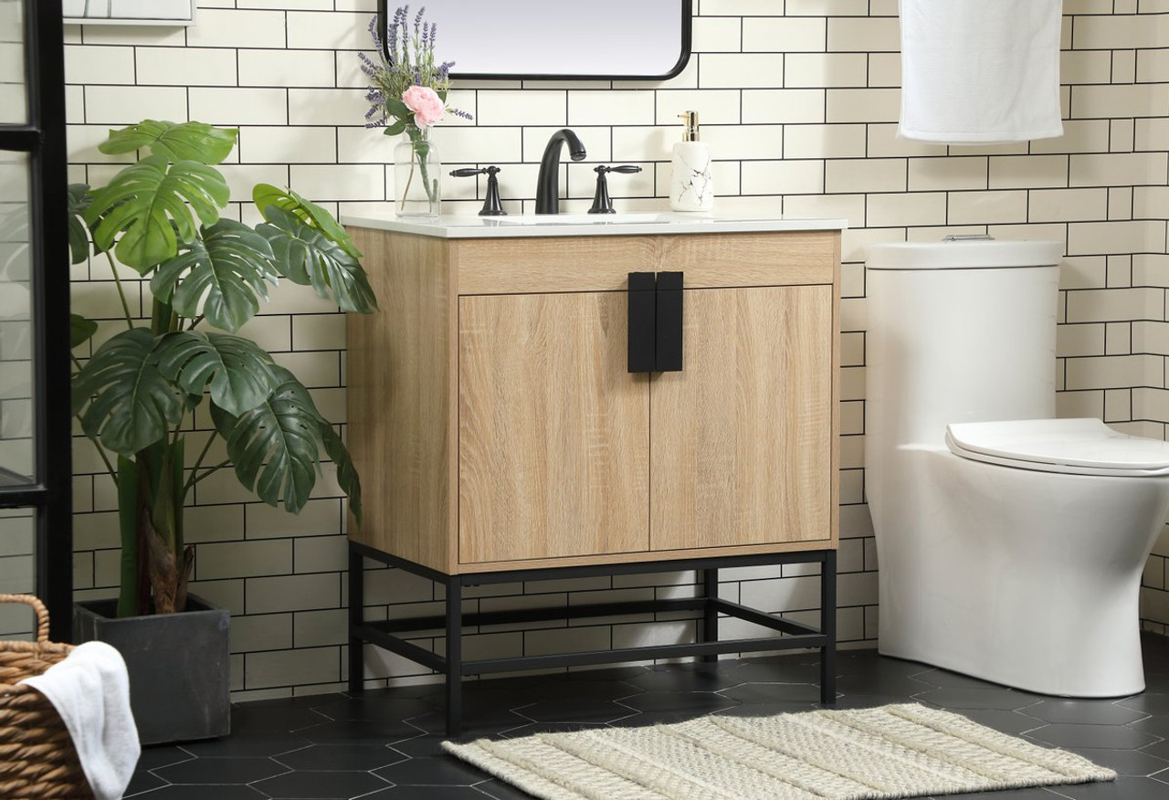 Elegant Decor VF48830MW 30 inch single bathroom vanity in mango wood