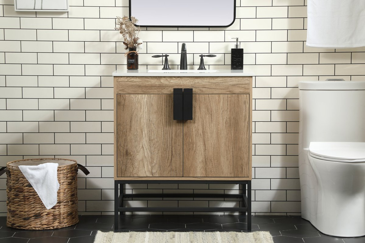 Elegant Decor VF48830NT 30 inch single bathroom vanity in natural oak Elegant Decor VF48830NT 30 inch single bathroom vanity in natural oak