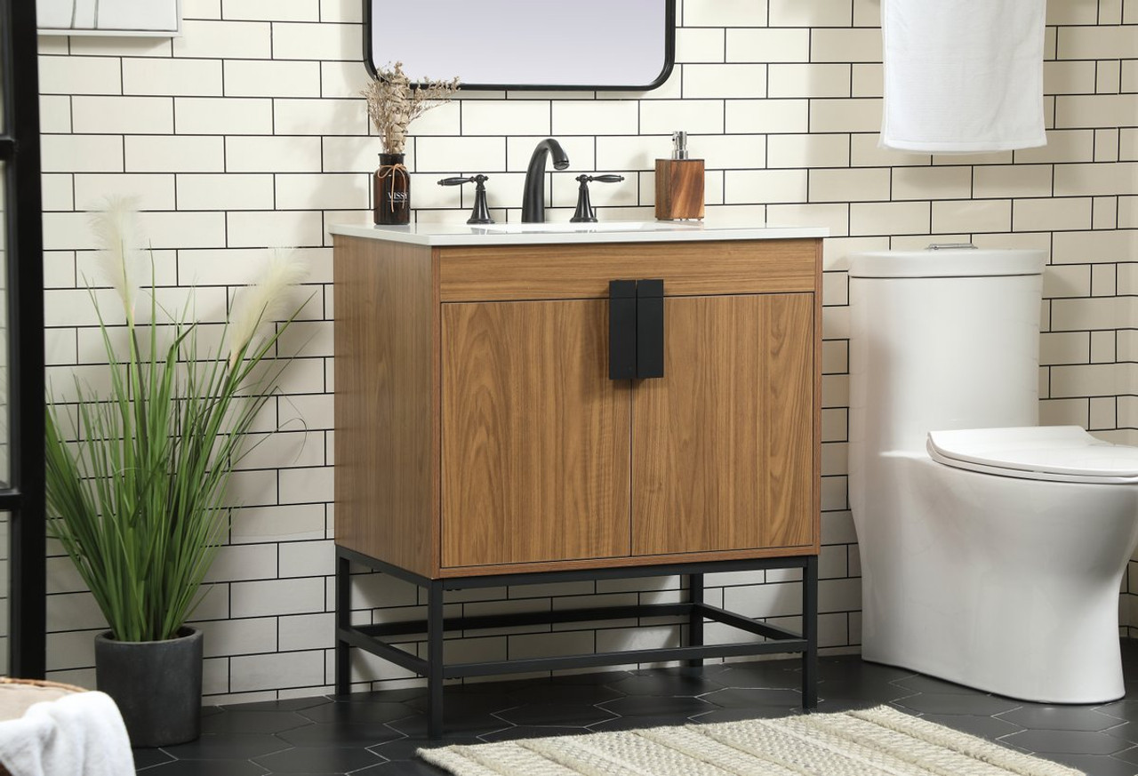 Elegant Decor VF48830WB 30 inch single bathroom vanity in walnut brown