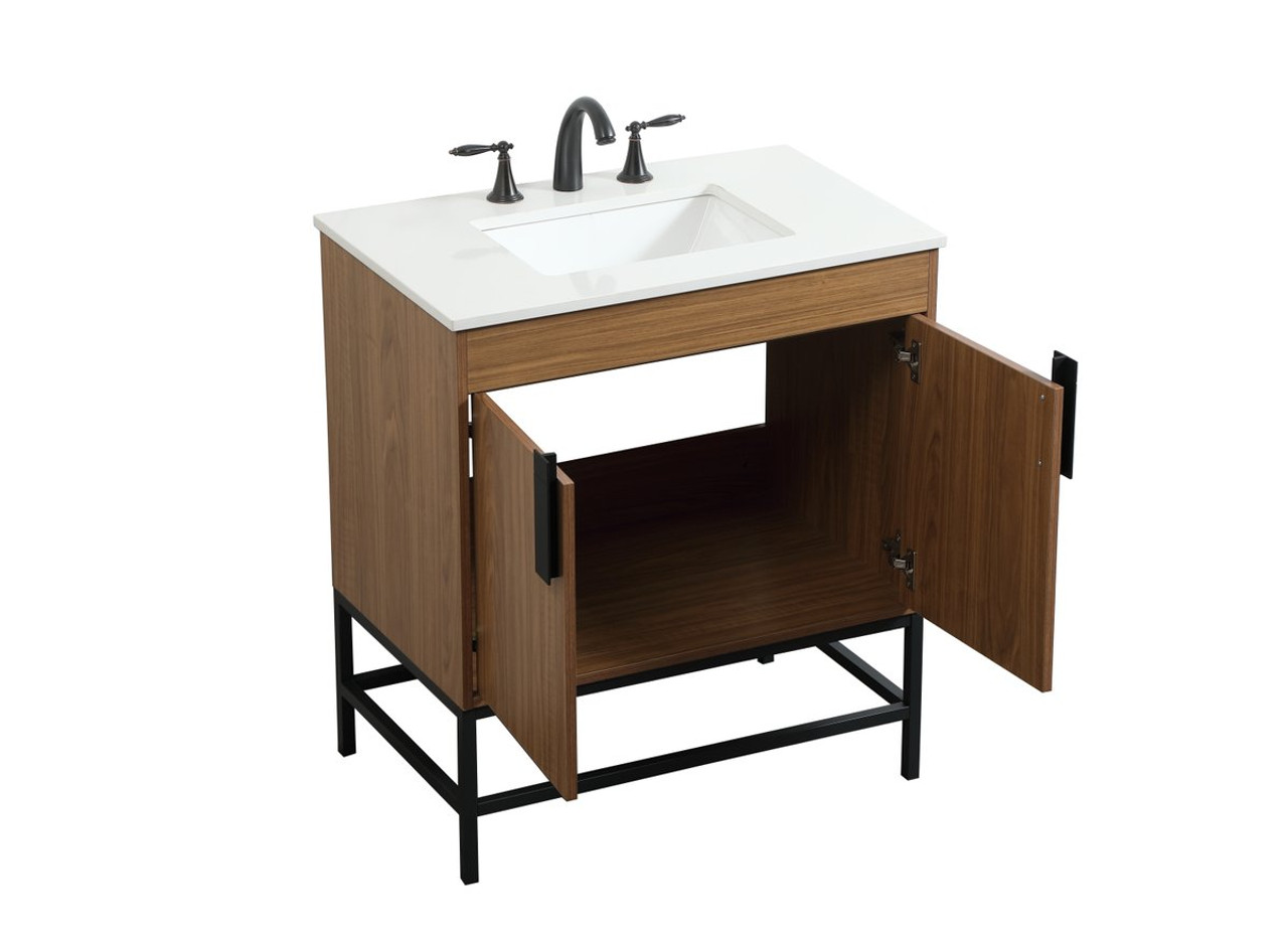 Elegant Decor VF48830WB 30 inch single bathroom vanity in walnut brown