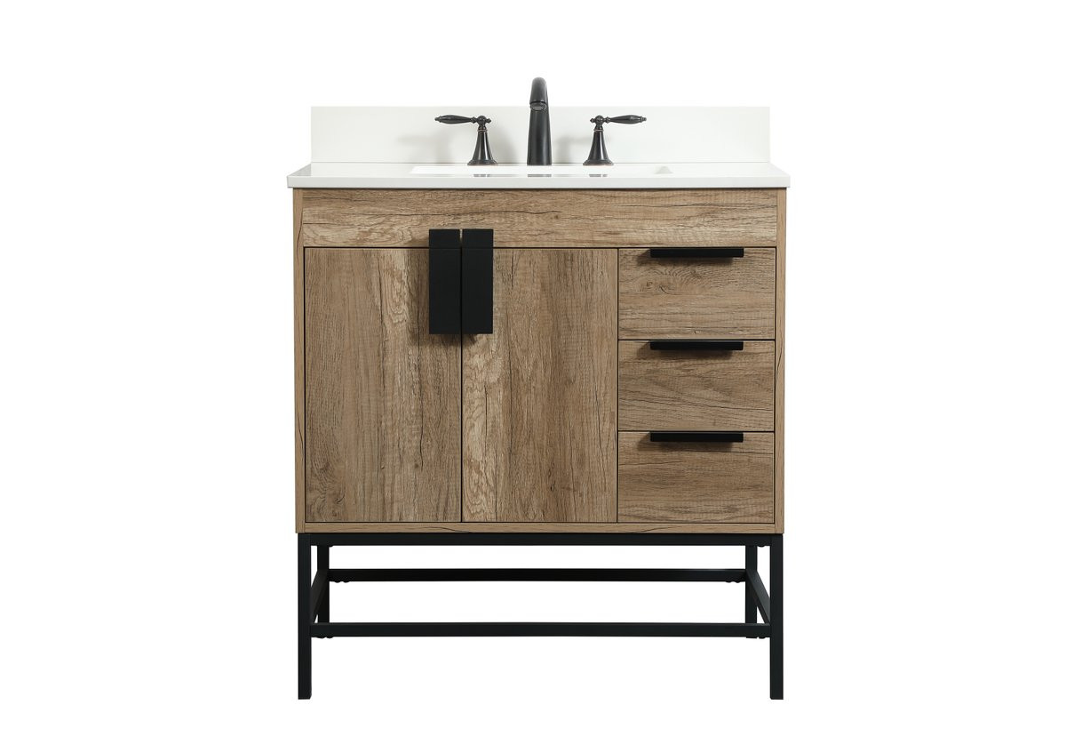 Elegant Decor VF48832NT-BS 32 inch single bathroom vanity in natural oak with backsplash