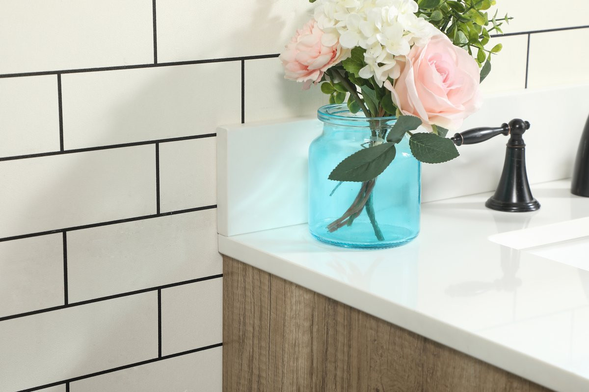 Elegant Decor VF48832NT-BS 32 inch single bathroom vanity in natural oak with backsplash