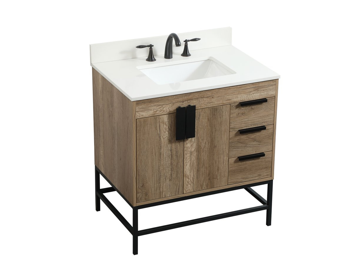 Elegant Decor VF48832NT-BS 32 inch single bathroom vanity in natural oak with backsplash