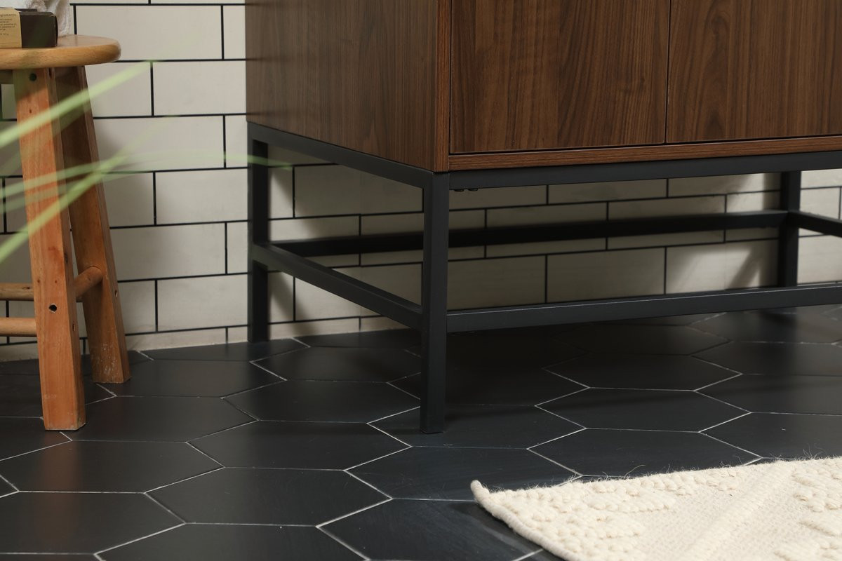 Elegant Decor VF48832MWT-BS 32 inch single bathroom vanity in walnut with backsplash