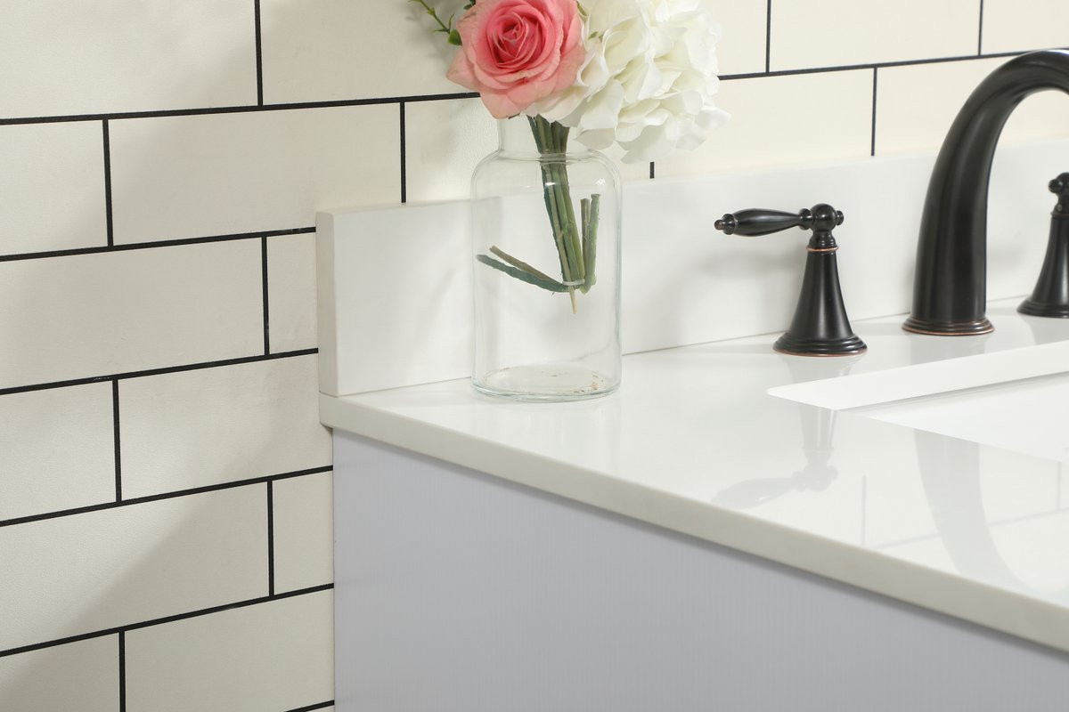 Elegant Decor VF48832MWH-BS 32 inch single bathroom vanity in white with backsplash