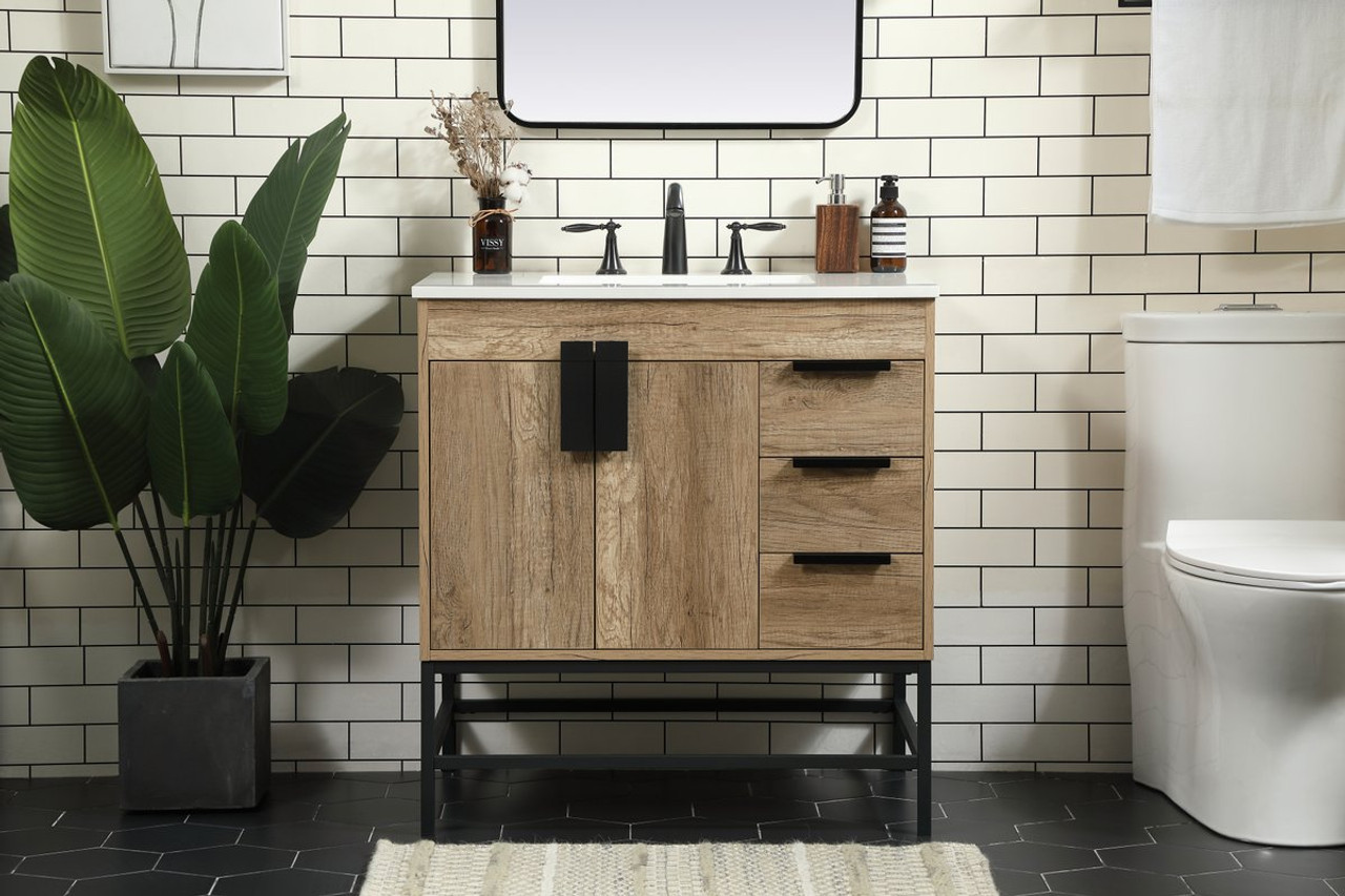 Elegant Decor VF48832NT 32 inch single bathroom vanity in natural oak Elegant Decor VF48832NT 32 inch single bathroom vanity in natural oak