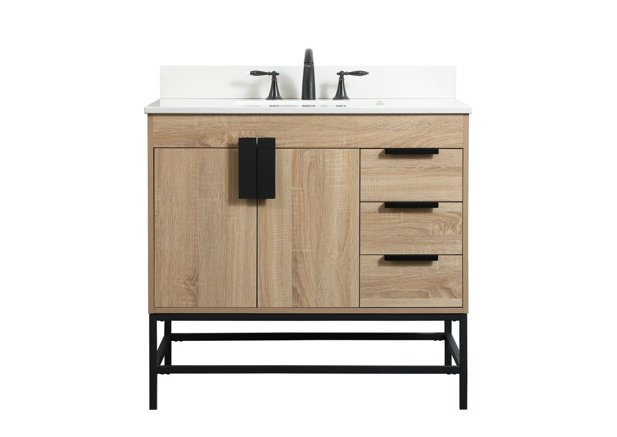 Elegant Decor VF48836MW-BS 36 inch single bathroom vanity in mango wood with backsplash
