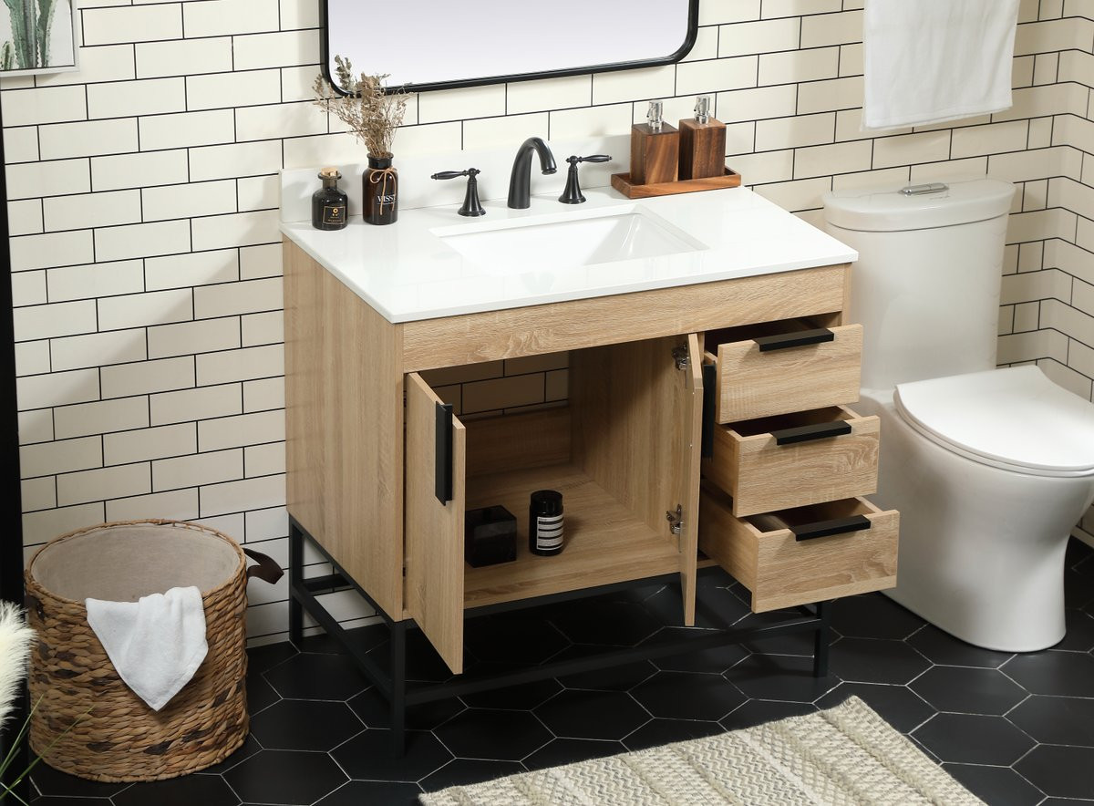 Elegant Decor VF48836MW-BS 36 inch single bathroom vanity in mango wood with backsplash