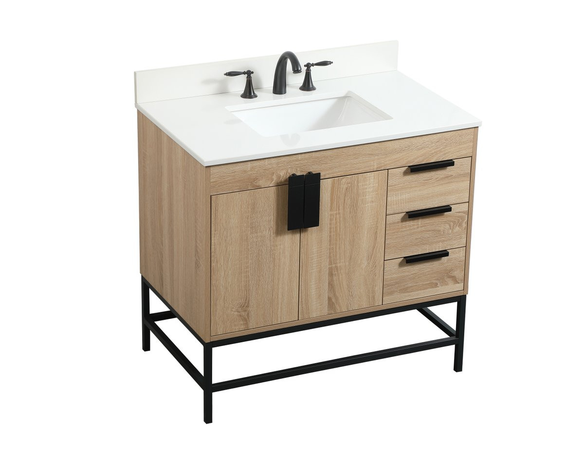 Elegant Decor VF48836MW-BS 36 inch single bathroom vanity in mango wood with backsplash