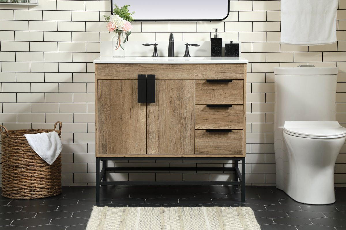 Elegant Decor VF48836NT-BS 36 inch single bathroom vanity in natural oak with backsplash