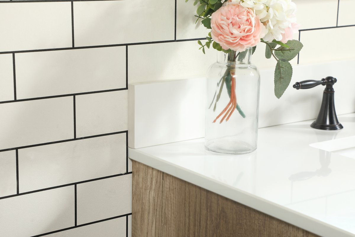 Elegant Decor VF48836NT-BS 36 inch single bathroom vanity in natural oak with backsplash