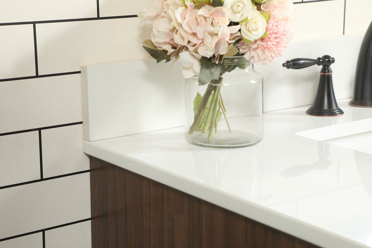 Elegant Decor VF48836MWT-BS 36 inch single bathroom vanity in walnut with backsplash