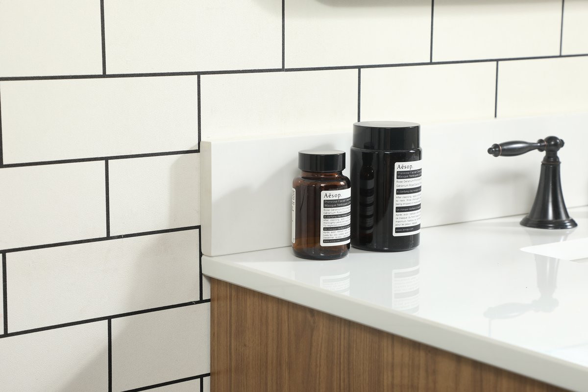 Elegant Decor VF48836WB-BS 36 inch single bathroom vanity in walnut brown with backsplash