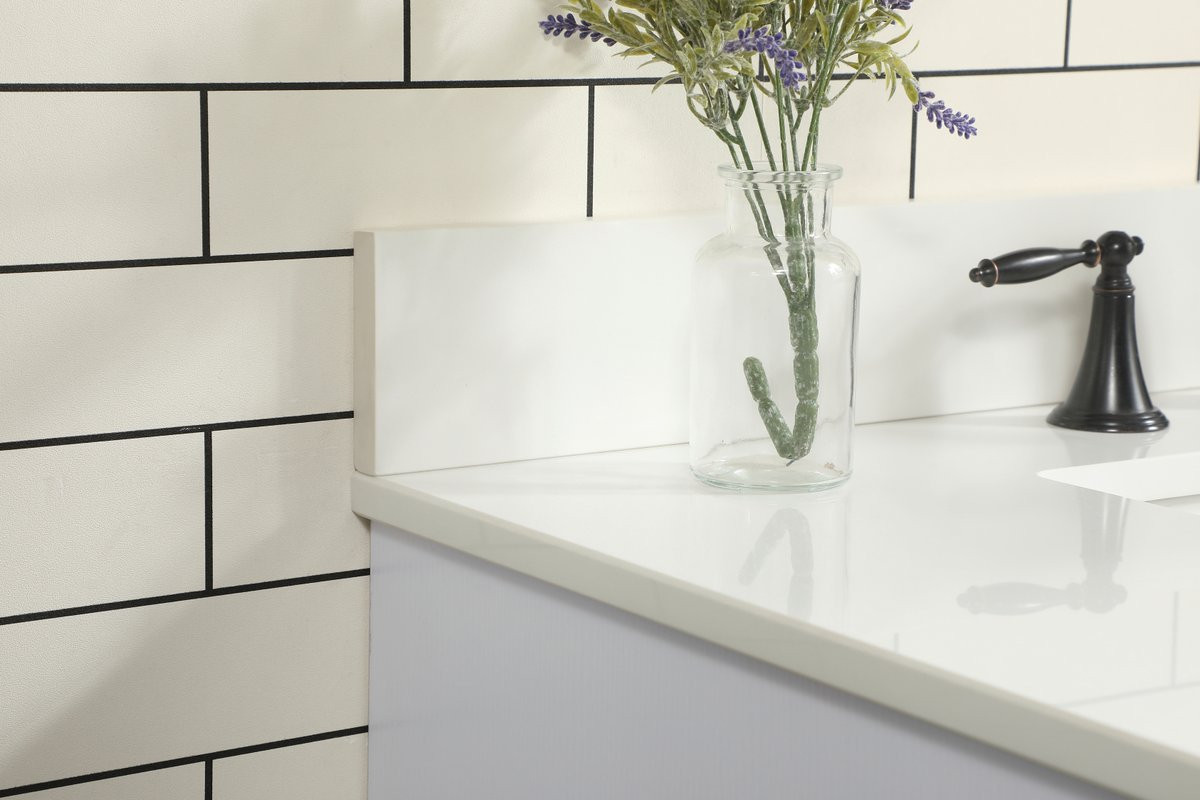 Elegant Decor VF48836MWH-BS 36 inch single bathroom vanity in white with backsplash