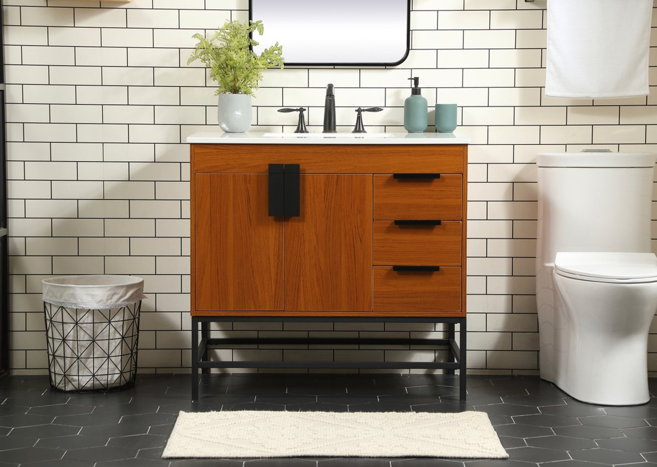 Elegant Decor VF48836MTK 36 inch single bathroom vanity in teak