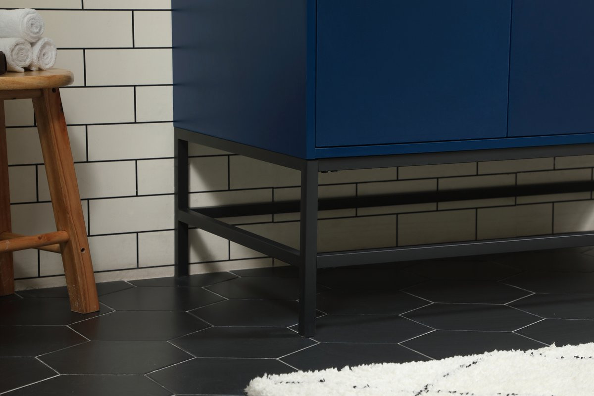 Elegant Decor VF48842MBL-BS 42 inch single bathroom vanity in blue with backsplash