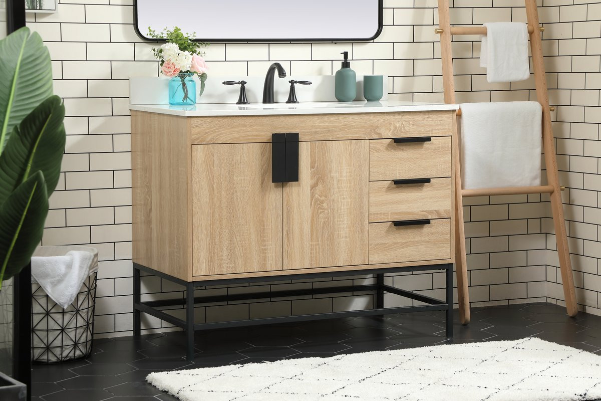 Elegant Decor VF48842MW-BS 42 inch single bathroom vanity in mango wood with backsplash